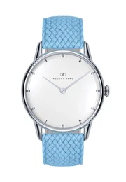 August Berg Uhr Serenity Sky Blue Silver Dot Sky Blue Perlon 32mm blau / silber / wei