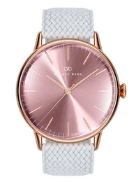 August Berg Uhr ''''Serenity Ash & Orchid White Perlon 40mm'''' rosegold / hellgrau / dunkelpink