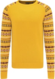 Pullover gelb / grau / weinrot