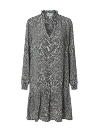 Košilové šaty 'Flom' zlatá / černá / bílá