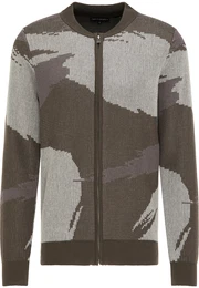 TUFFSKULL Strickjacke khaki / taupe / grau