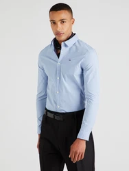 Tommy Jeans Herren Freizeithemd Original Stretch Regulär Slim Fit hellblau/blutrot/weiß