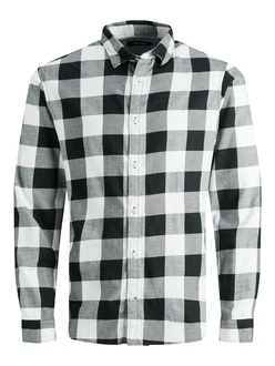 JACK & JONES Hemd 'Gingham' schwarz/wei