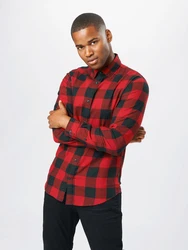 JACK & JONES Hemd 'Gingham' blutrot/schwarz