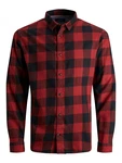 JACK & JONES Hemd 'Gingham' blutrot/schwarz