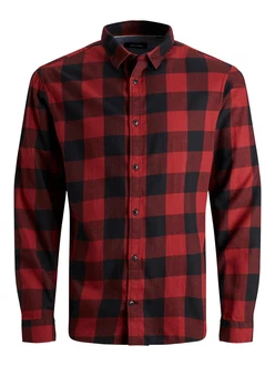 JACK & JONES Hemd 'Gingham' blutrot/schwarz