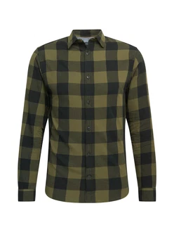 JACK & JONES Hemd 'Gingham' oliv/schwarz