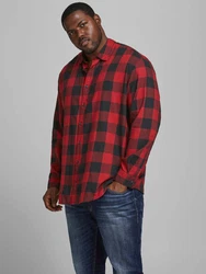 Jack & Jones Plus Hemd JJEGINGHAM rot/schwarz