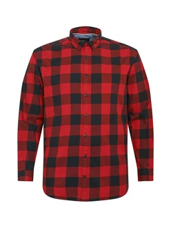 Jack & Jones Plus Hemd JJEGINGHAM rot/schwarz
