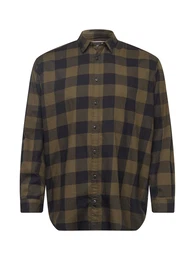 Plus Hemd 'JJEGINGHAM' grau / dunkelgrn