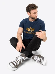 ALPHA INDUSTRIES T-Shirt dunkelblau/senf