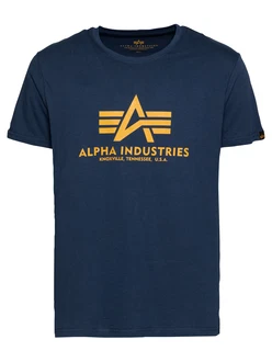 ALPHA INDUSTRIES T-Shirt dunkelblau/senf