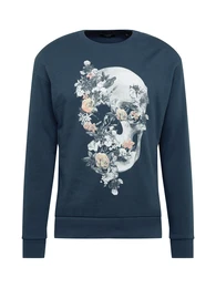 Sweatshirt taubenblau / naturweiß / pastellgelb / pfirsich