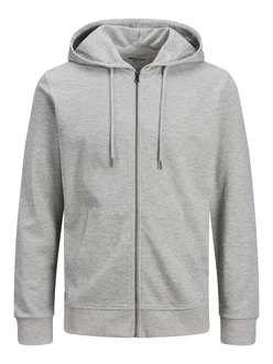 Jack and Jones Herren Kapuzenpullover Zip Sweatjacke graumeliert