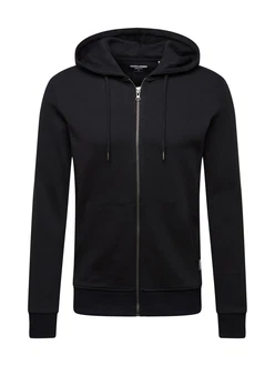 Jack & Jones Plus Sweatjacke DURCHGEHENDER REISSVERSCHLUSS PLUS SIZE HOODIE schwarz
