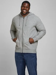 Jack & Jones Plus Sweatjacke DURCHGEHENDER REISSVERSCHLUSS PLUS SIZE HOODIE graumeliert