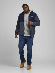 Jack & Jones Plus Sweatjacke DURCHGEHENDER REISSVERSCHLUSS PLUS SIZE HOODIE graumeliert