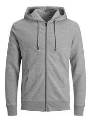 Jack & Jones Plus Sweatjacke DURCHGEHENDER REISSVERSCHLUSS PLUS SIZE HOODIE graumeliert