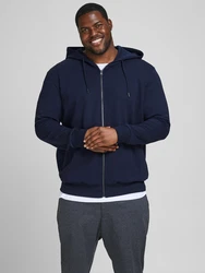 Jack & Jones Plus Sweatjacke DURCHGEHENDER REISSVERSCHLUSS PLUS SIZE HOODIE dunkelblau