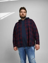 Jack & Jones Plus Hemd JJEGINGHAM lila/schwarz