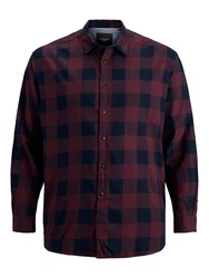 Jack & Jones Plus Hemd JJEGINGHAM lila/schwarz