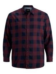 Plus Hemd 'JJEGINGHAM' lila / schwarz