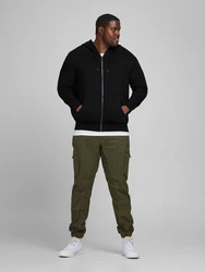 Jack & Jones Plus Sweatjacke DURCHGEHENDER REISSVERSCHLUSS PLUS SIZE HOODIE schwarz