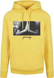 Sweatshirt ''''Pray'''' gelb / schwarz / grau
