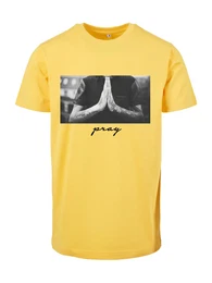 Shirt ''''Pray'''' gelb / schwarz / weiß