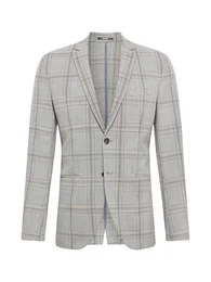 JACK & JONES Sakko ''''STUART'''' schwarz / weiß / hellbraun / grau
