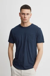 Blend T-Shirt Einfarbiges Rundhals T-Shirt aus Baumwolle BHNASIR (4034) dunkelblau