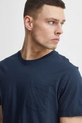 Blend T-Shirt Einfarbiges Rundhals T-Shirt aus Baumwolle BHNASIR (4034) dunkelblau