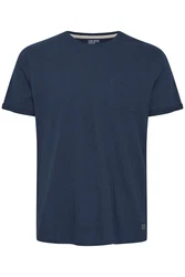 Blend T-Shirt Einfarbiges Rundhals T-Shirt aus Baumwolle BHNASIR (4034) dunkelblau
