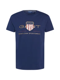 T-Shirt marine / gold / burgunder / wei