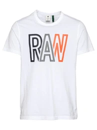 T-Shirt weiß / orange / marine / grau