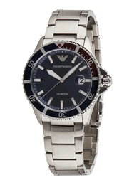 Uhr silber / navy / blutrot