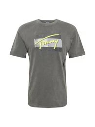 T-Shirt hellgrau / dunkelgrau / zitrone