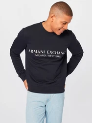 ARMANI EXCHANGE Sweatshirt Herren Pullover Logo dunkelblau/weiß