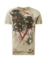 Shirt beige / dunkelrot / schwarz