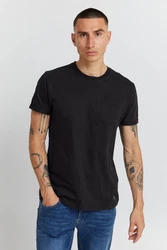 Blend T-Shirt Einfarbiges Rundhals T-Shirt aus Baumwolle BHNASIR (4034) Schwarz (4034)