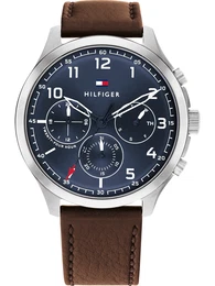 Uhr silber / dunkelbraun / navy