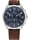 TOMMY HILFIGER Uhr silber / dunkelbraun / navy