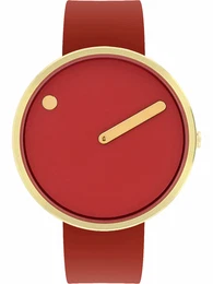 Picto Uhr rot / gold