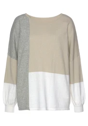 Svetr béžová / šedá / bílá