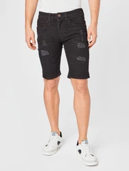INDICODE JEANS Shorts Kaden Holes schwarz