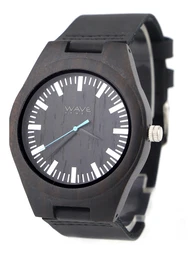 Wave Hawaii Holz-Armbanduhr '''' Ebenholz/Leder '''' schwarz