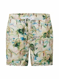 DEDICATED. Badeshorts ''''Sandhamn Tropics'''' beige / grün / rosa / hellblau