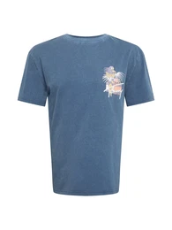 Shirt rauchblau / weiß / pastellorange / flieder