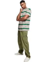 Urban Classics T-Shirt Urban Classics Herren Light Stripe Oversize Tee (1-tlg) graumeliert/grasgrn/dunkelorange