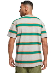 Urban Classics T-Shirt Urban Classics Herren Light Stripe Oversize Tee (1-tlg) graumeliert/grasgrn/dunkelorange